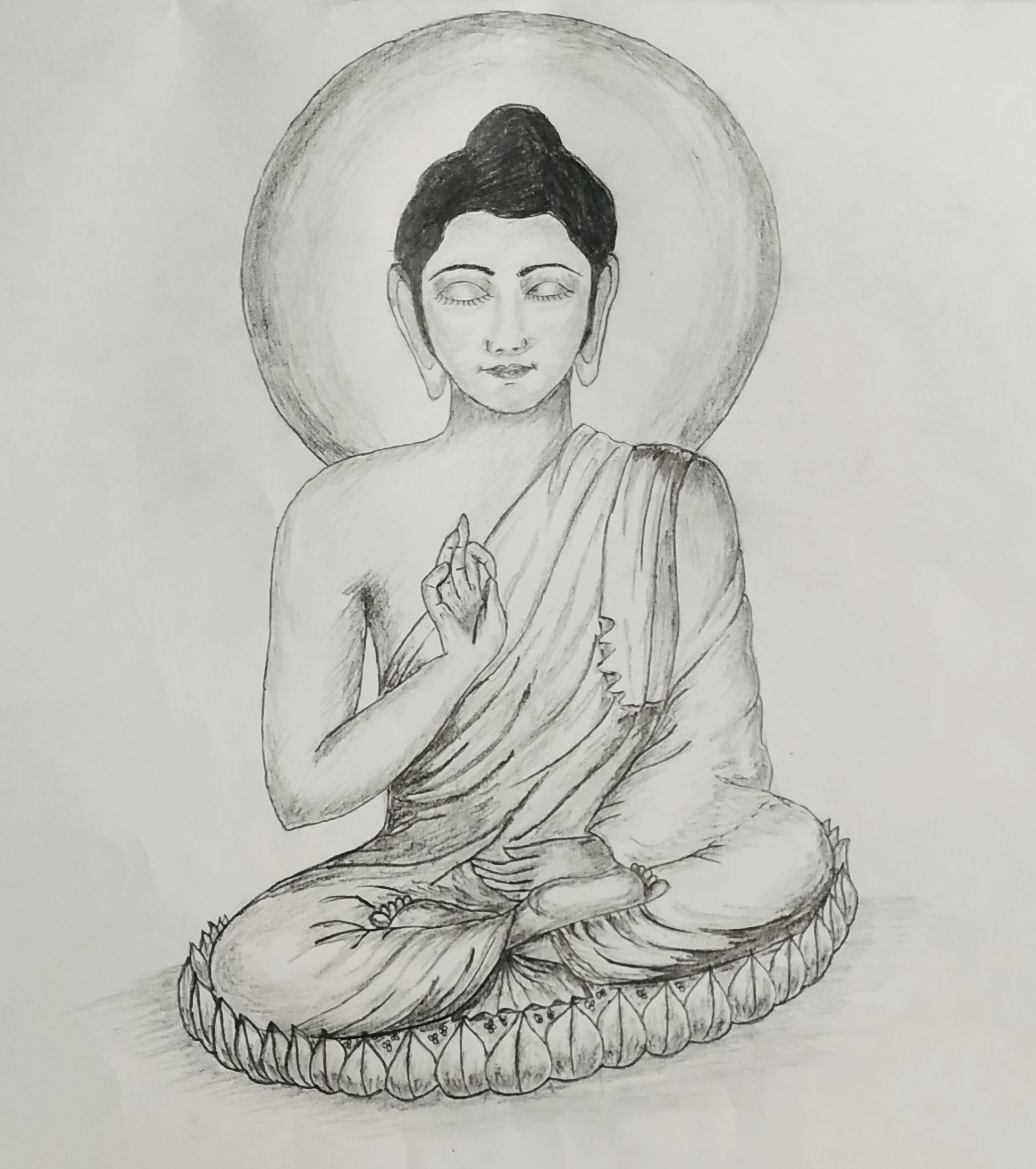 Detail Buddha Pencil Sketch Nomer 48