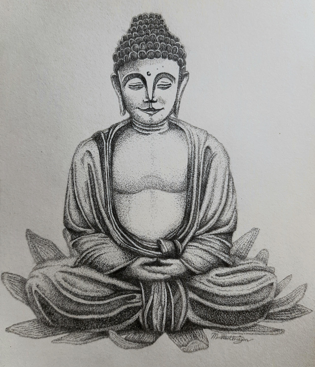 Detail Buddha Pencil Sketch Nomer 8