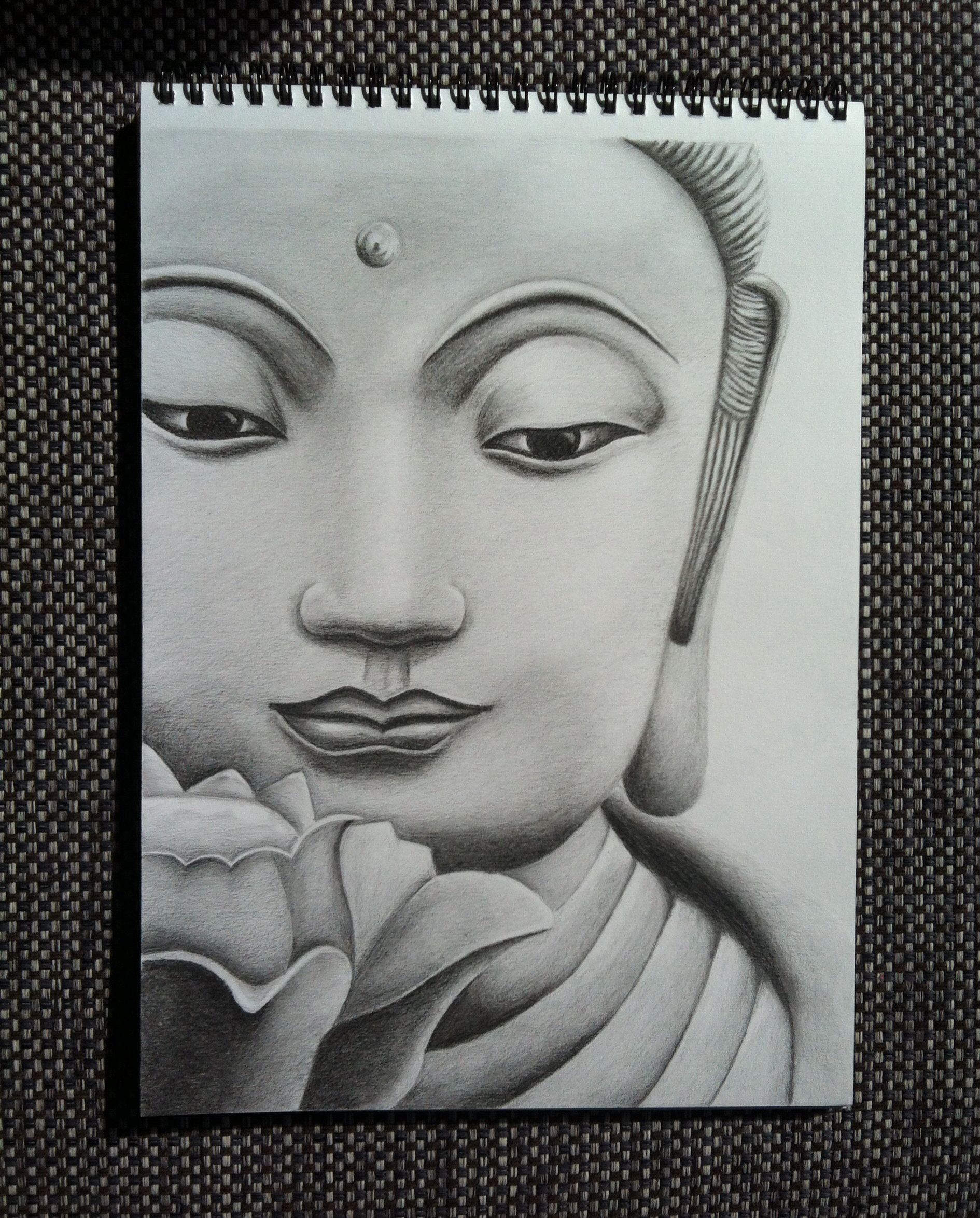 Detail Buddha Pencil Sketch Nomer 9