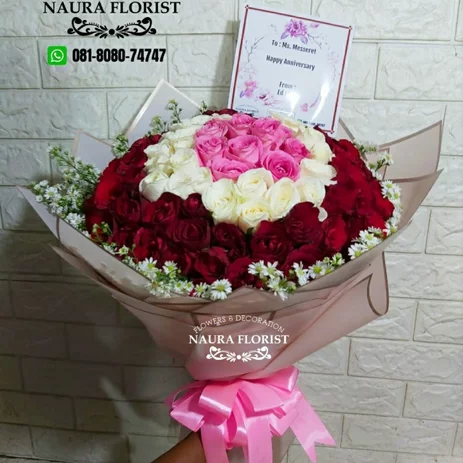Detail Buket Bunga Pink Putih Nomer 20
