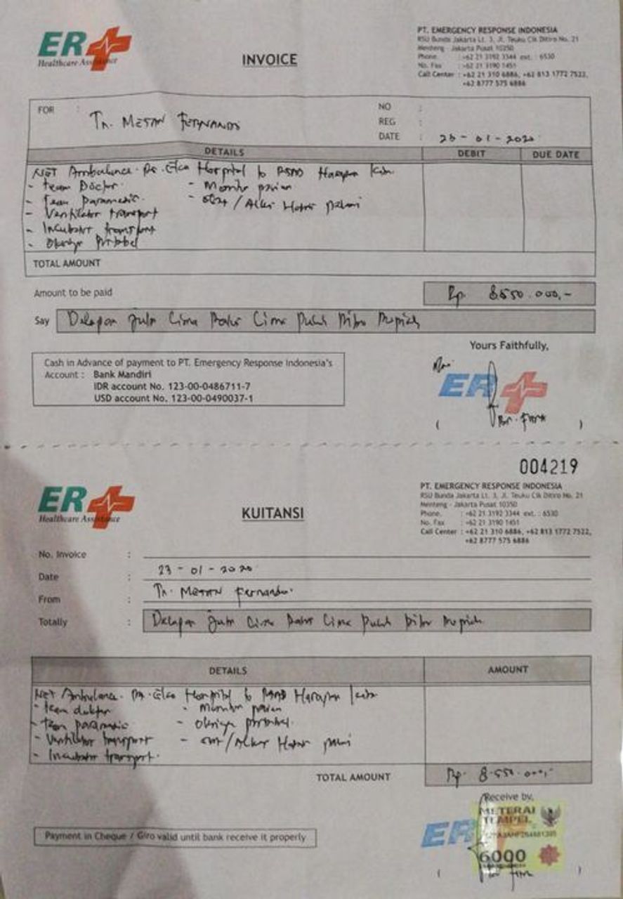 Detail Bukti Kwitansi Pembayaran Rumah Sakit Nomer 19