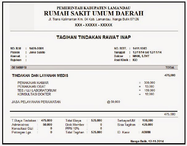 Detail Bukti Kwitansi Pembayaran Rumah Sakit Nomer 38