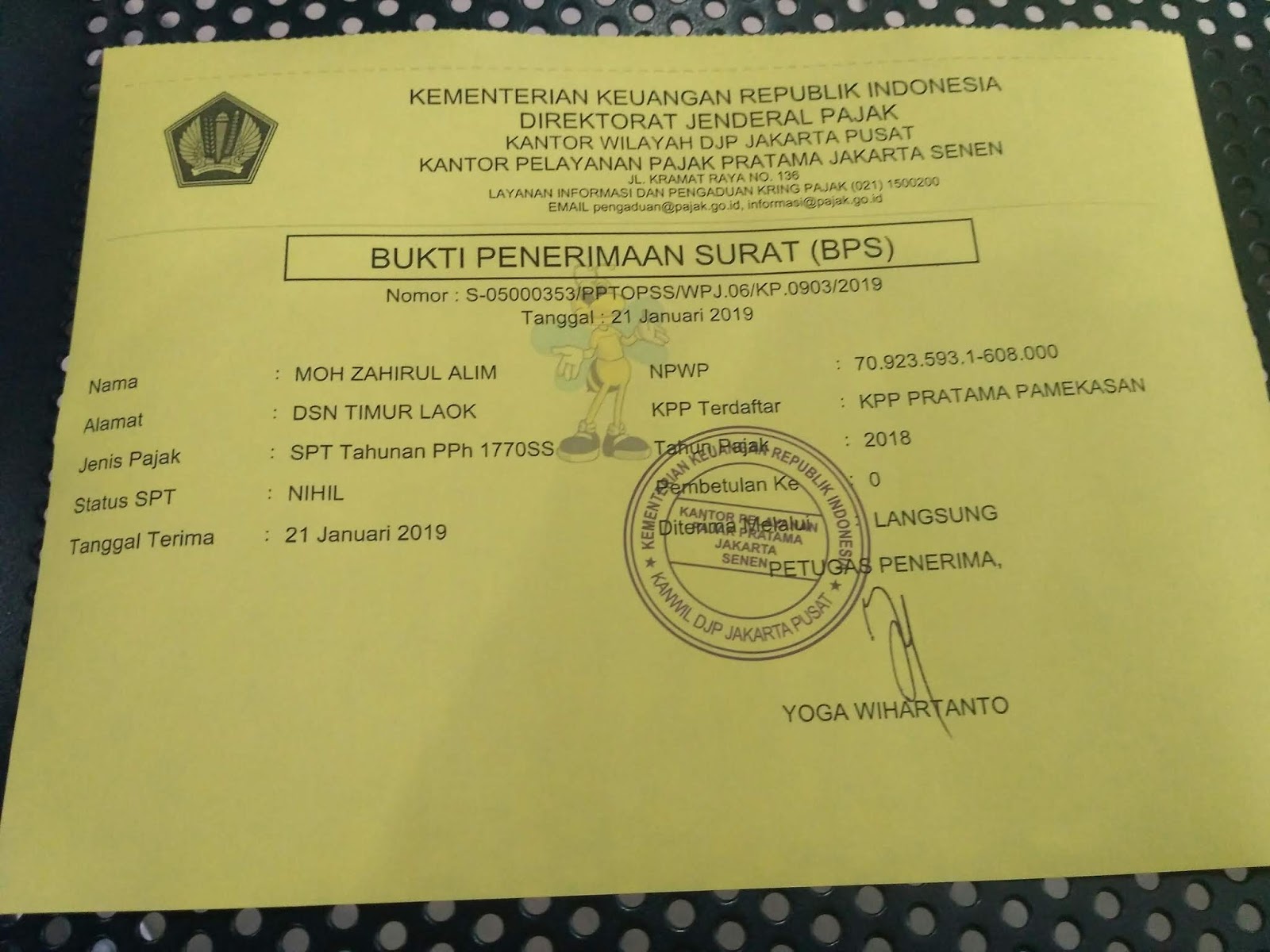 Detail Bukti Penerimaan Surat Bps Nomer 5