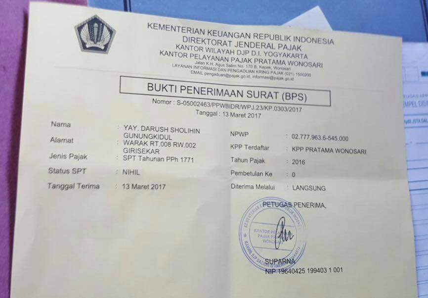 Detail Bukti Penerimaan Surat Pajak Nomer 21