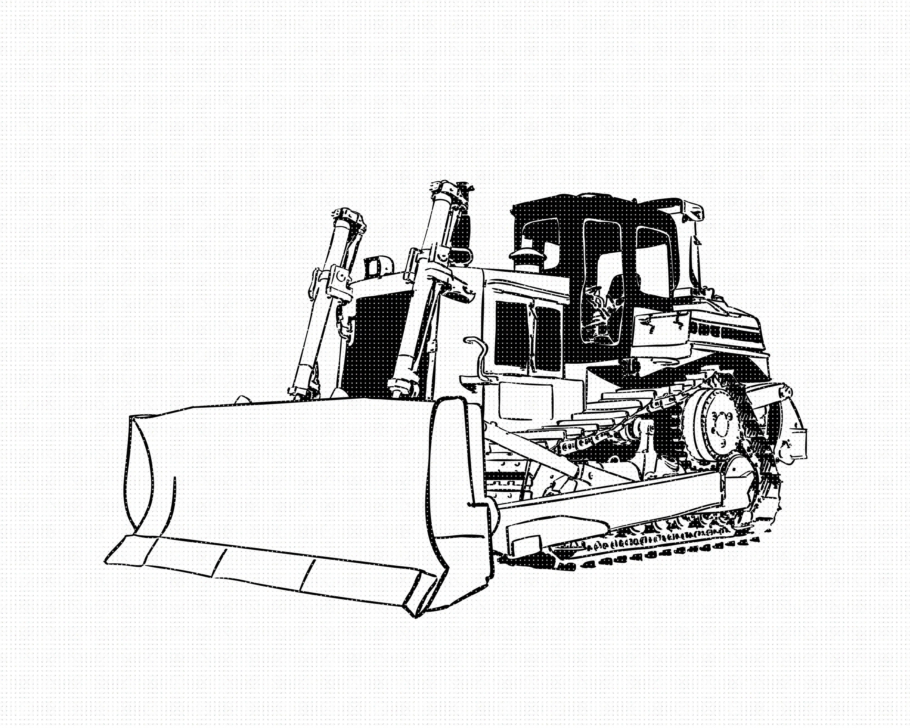 Detail Bulldozer Clipart Black And White Nomer 43