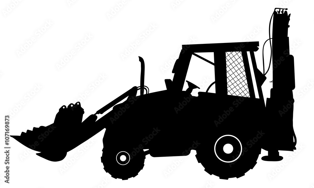 Detail Bulldozer Silhouette Vector Nomer 42