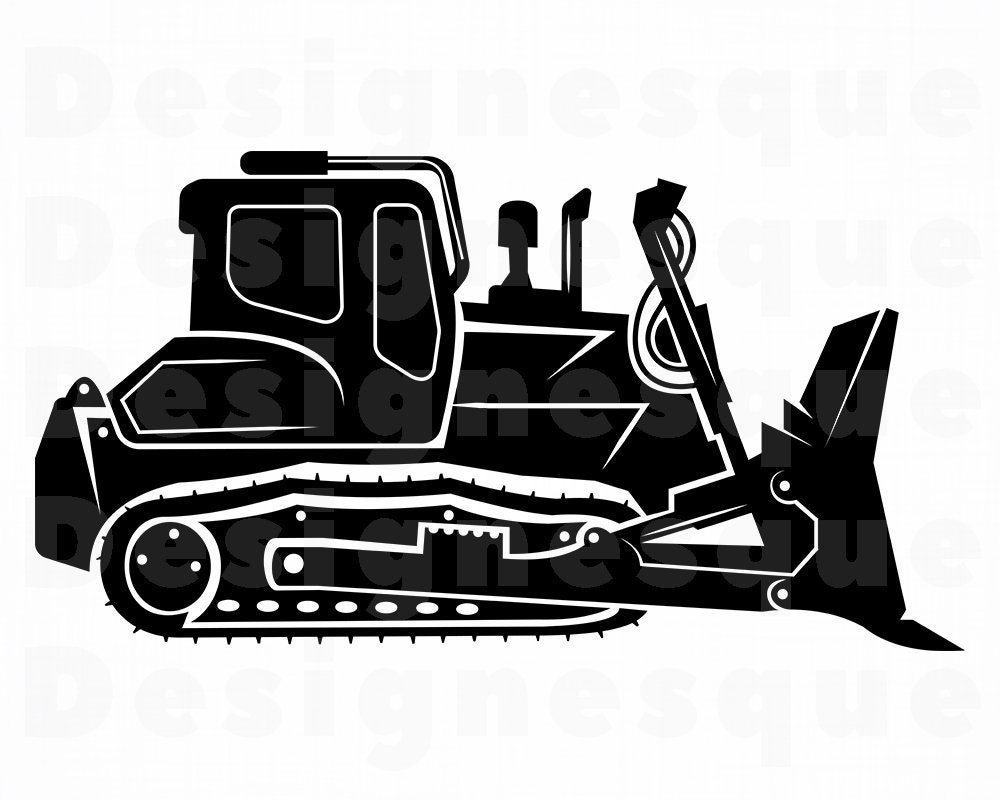 Detail Bulldozer Silhouette Vector Nomer 58