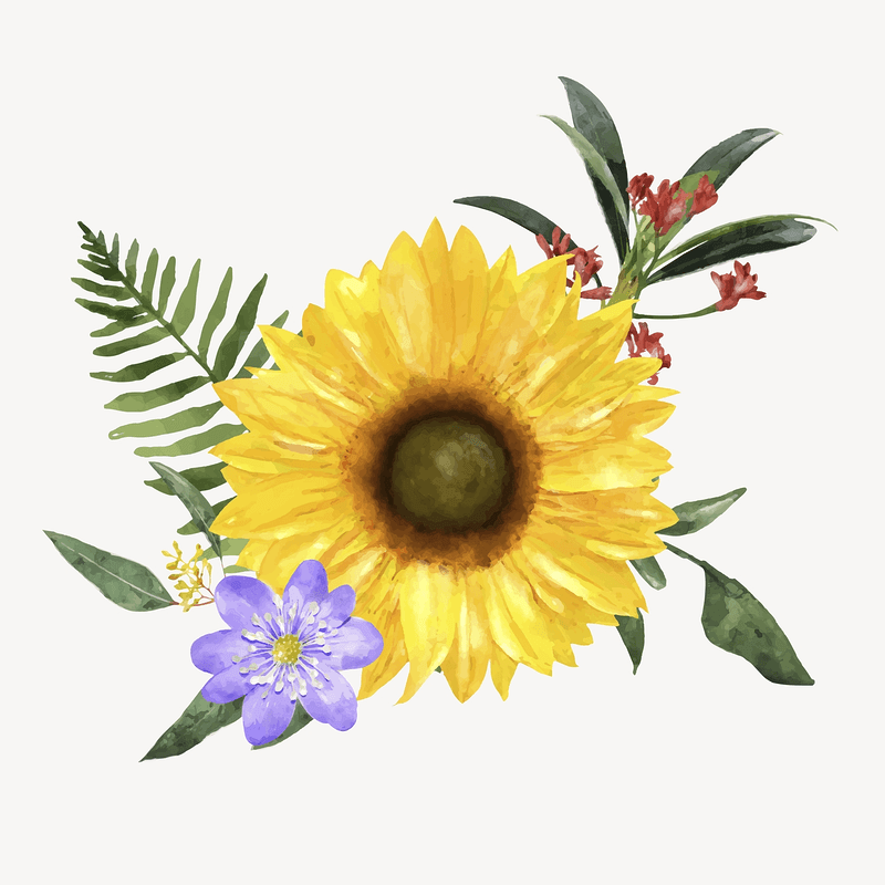Detail Sunflower Watercolor Nomer 13