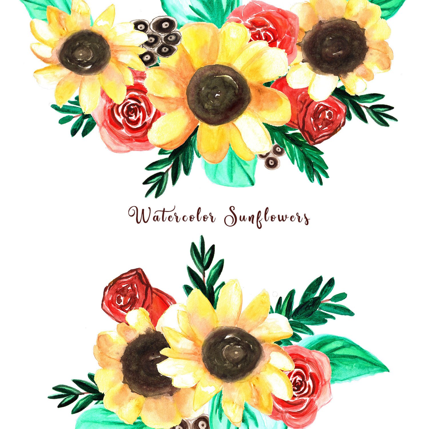 Detail Sunflower Watercolor Nomer 26