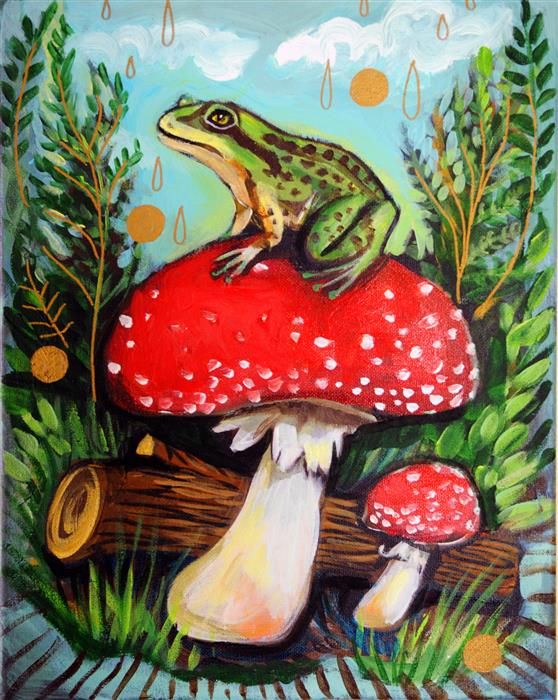 Detail Frog And Mushroom Painting Nomer 9