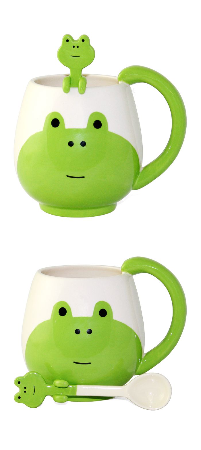 Detail Frog Mug With Spoon Nomer 8