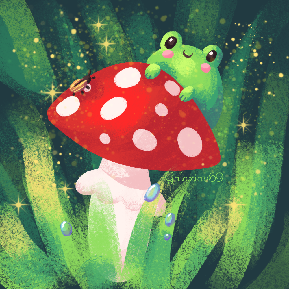 Detail Frog On Mushroom Drawing Cute Nomer 28