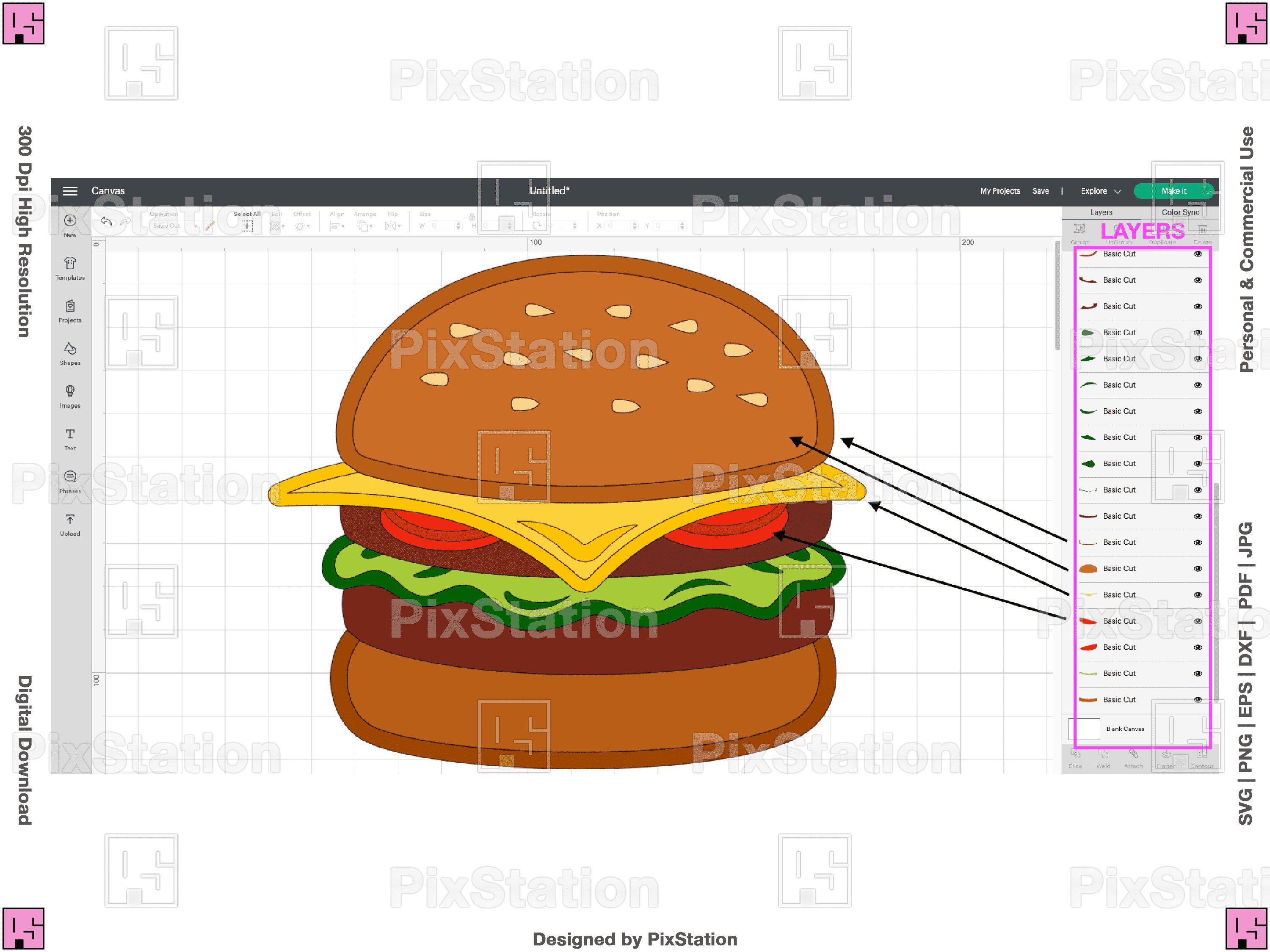 Detail Burger Schablone Nomer 6