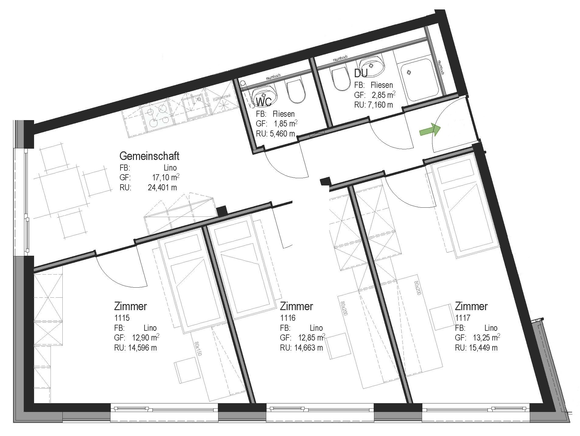 Detail Studentenwohnheim Grundriss Nomer 4