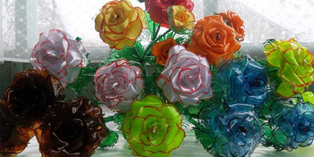 Detail Bunga Dari Kantong Plastik Warna Warni Nomer 8