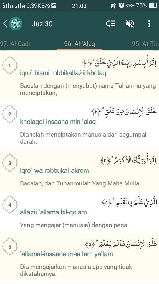 Detail Bunyi Surat Al Alaq Nomer 24