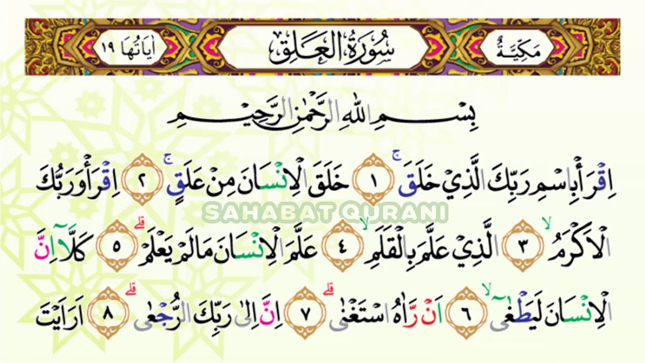 Detail Bunyi Surat Al Alaq Nomer 4