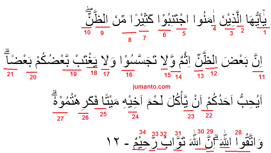 Detail Bunyi Surat Al Hujurat Ayat 12 Nomer 21