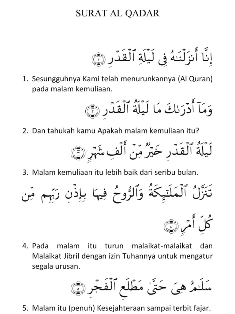 Detail Bunyi Surat Al Qadr Nomer 14