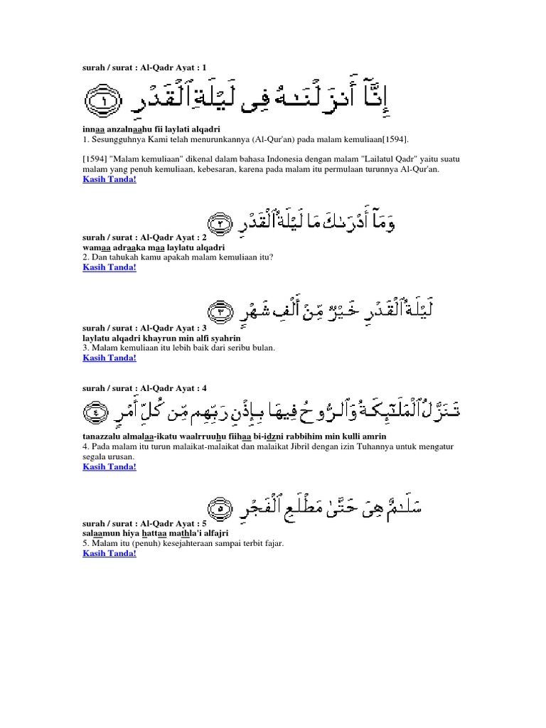 Detail Bunyi Surat Al Qadr Nomer 9