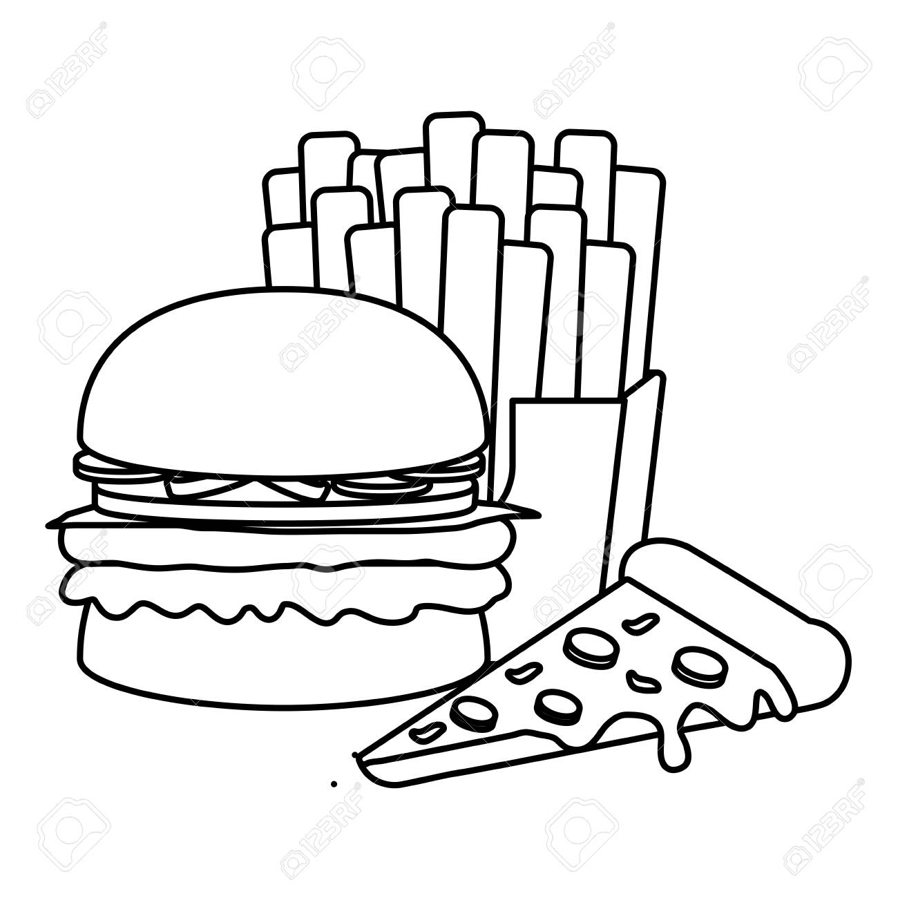 Detail Burger And Fries Clipart Black And White Nomer 10