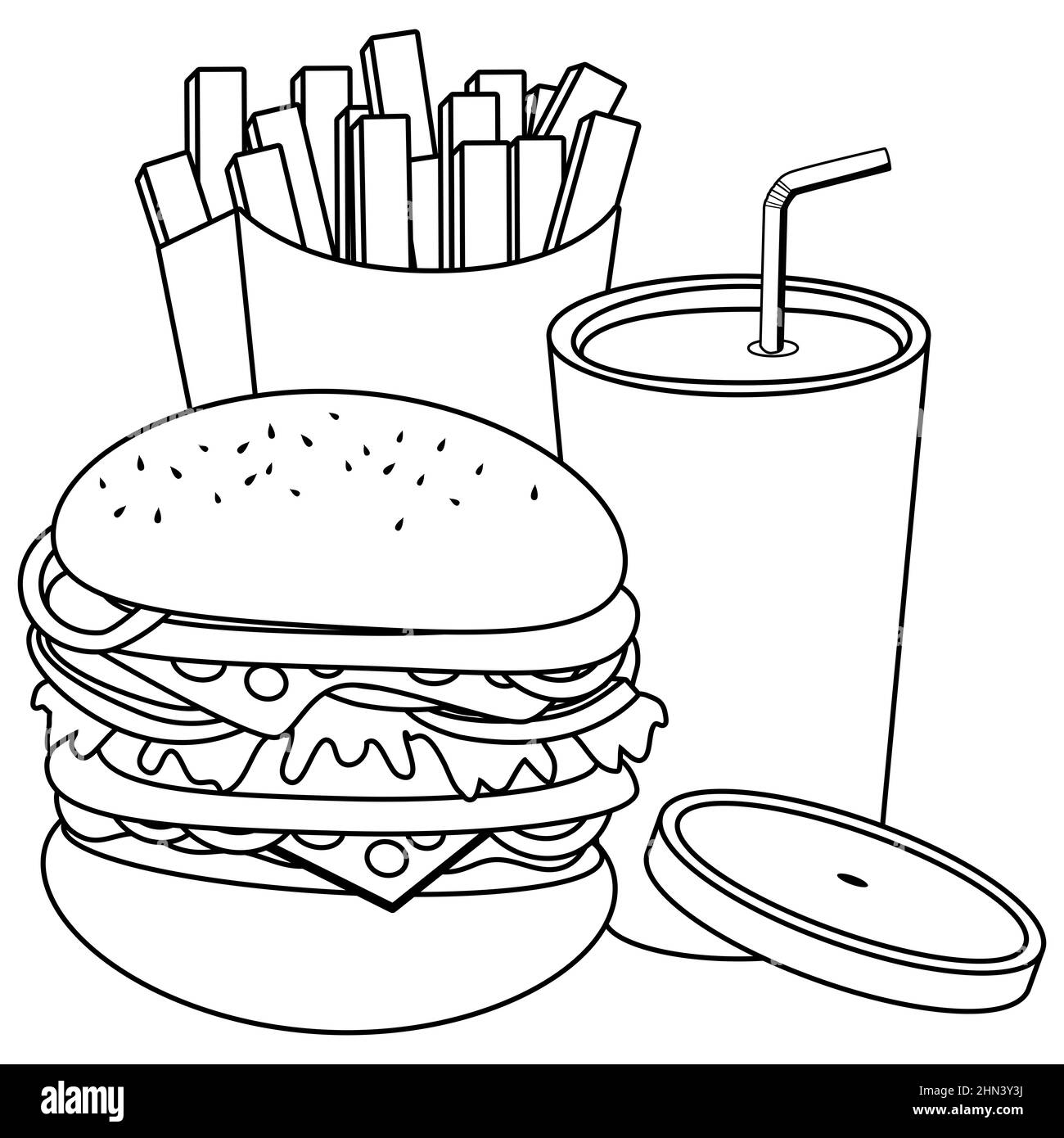 Detail Burger And Fries Clipart Black And White Nomer 16