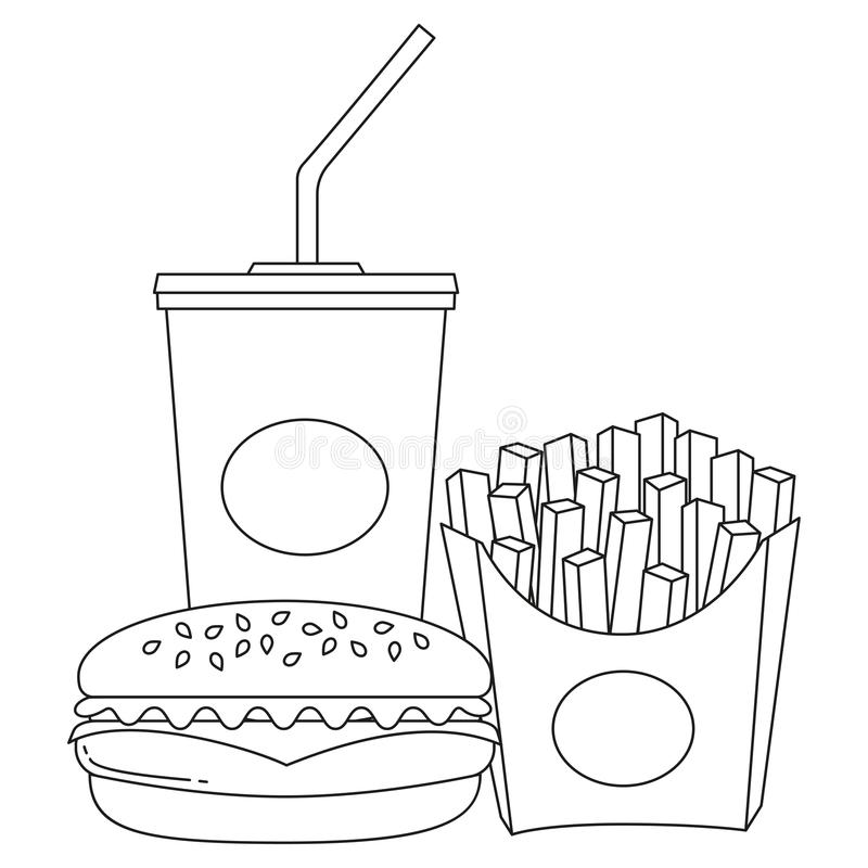 Detail Burger And Fries Clipart Black And White Nomer 19