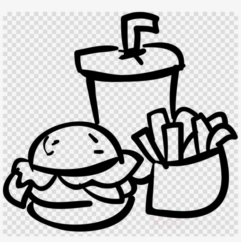 Detail Burger And Fries Clipart Black And White Nomer 22