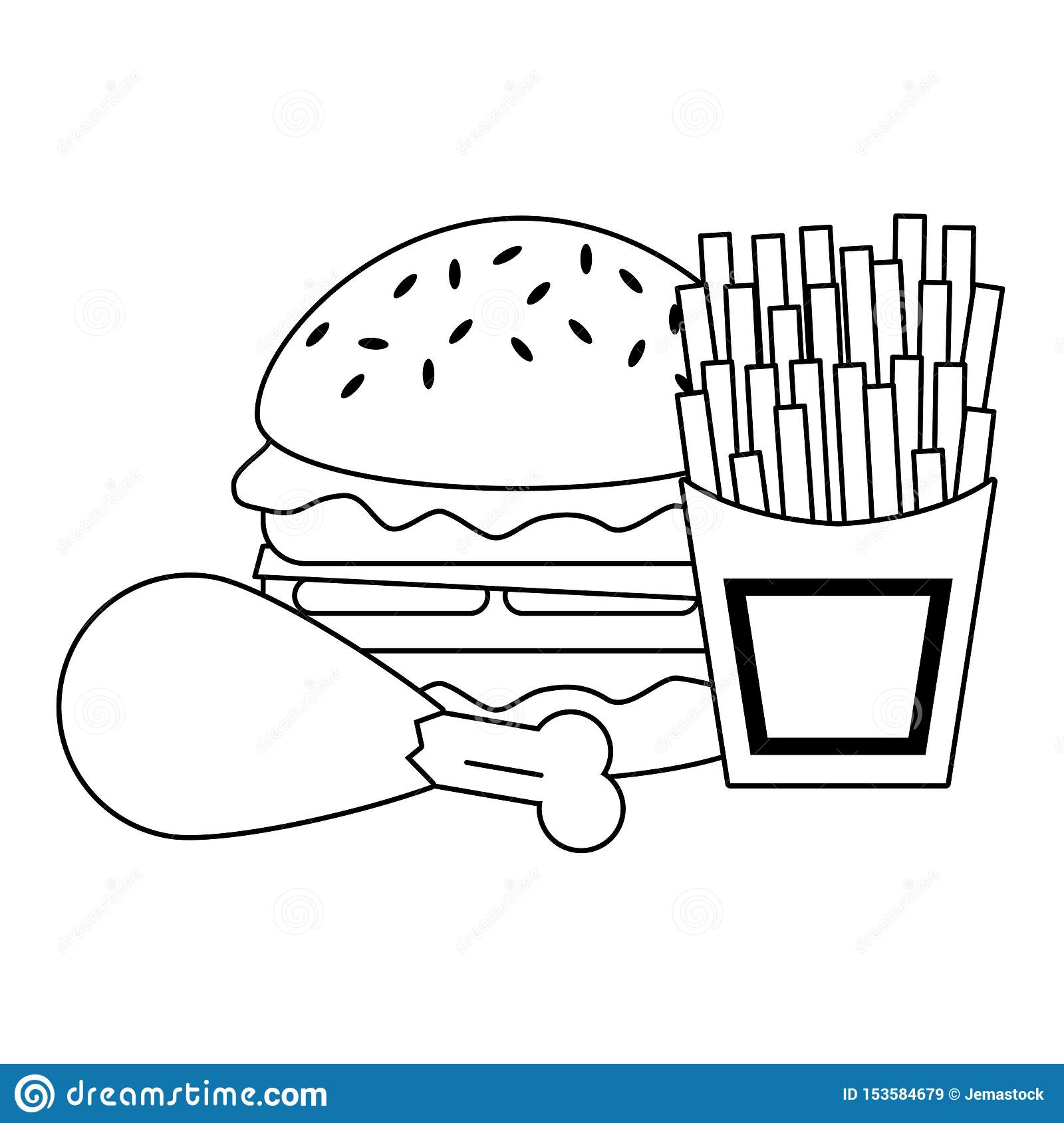 Detail Burger And Fries Clipart Black And White Nomer 24