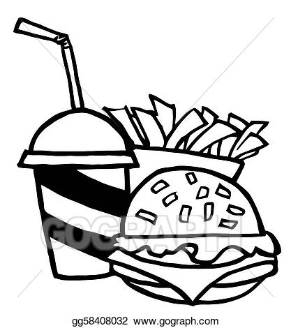 Detail Burger And Fries Clipart Black And White Nomer 26