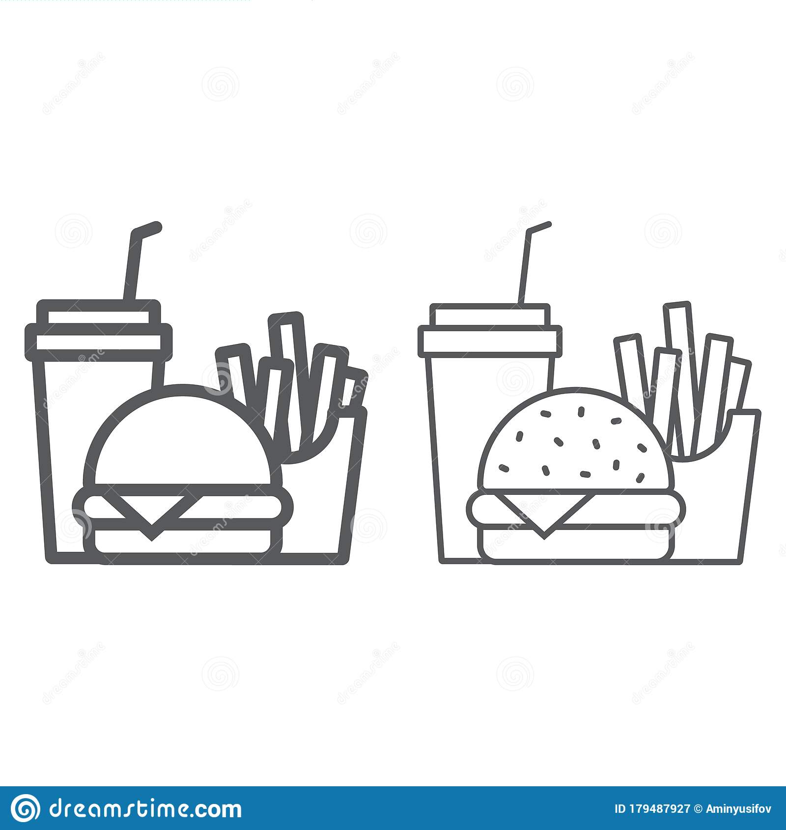 Detail Burger And Fries Clipart Black And White Nomer 35