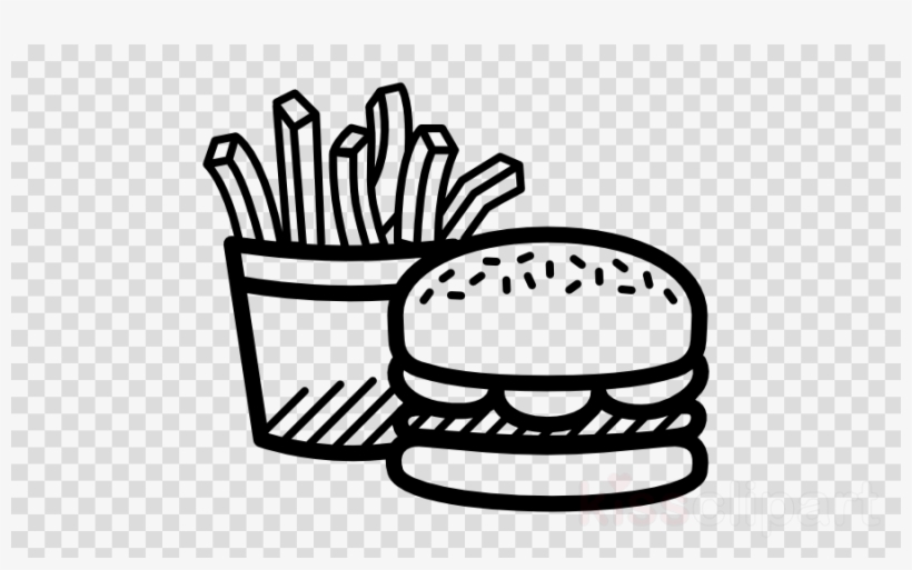 Detail Burger And Fries Clipart Black And White Nomer 4