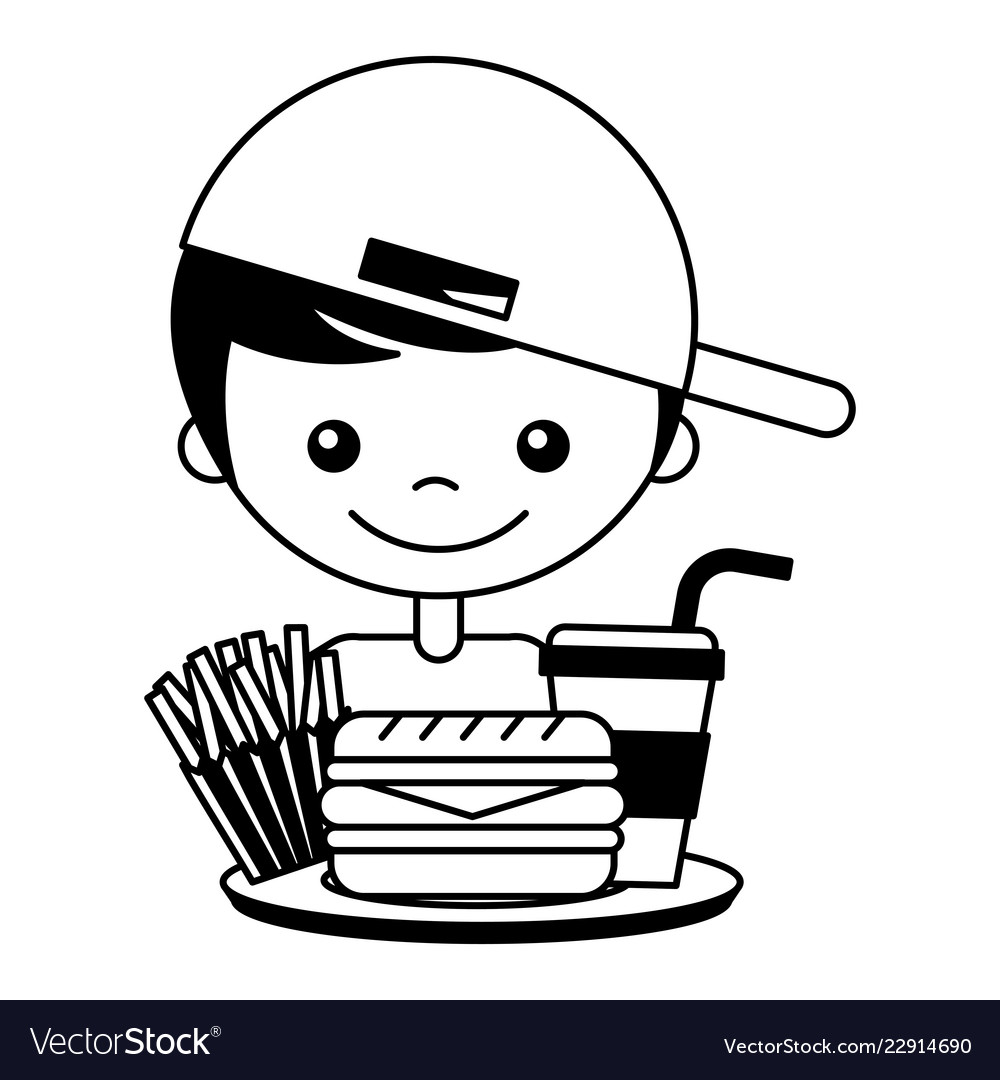 Detail Burger And Fries Clipart Black And White Nomer 51