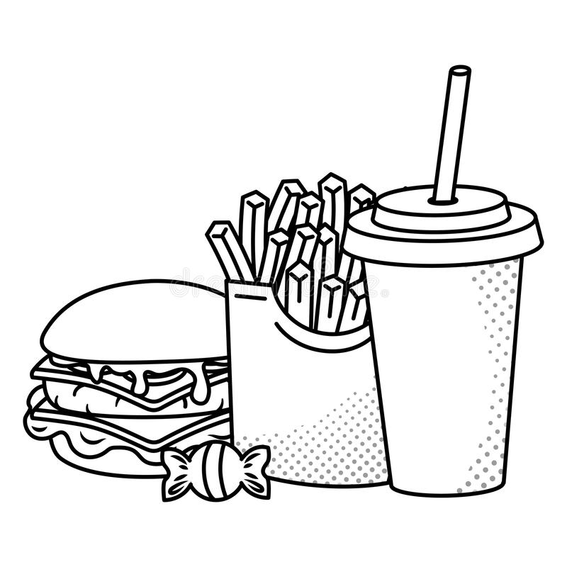 Detail Burger And Fries Clipart Black And White Nomer 6