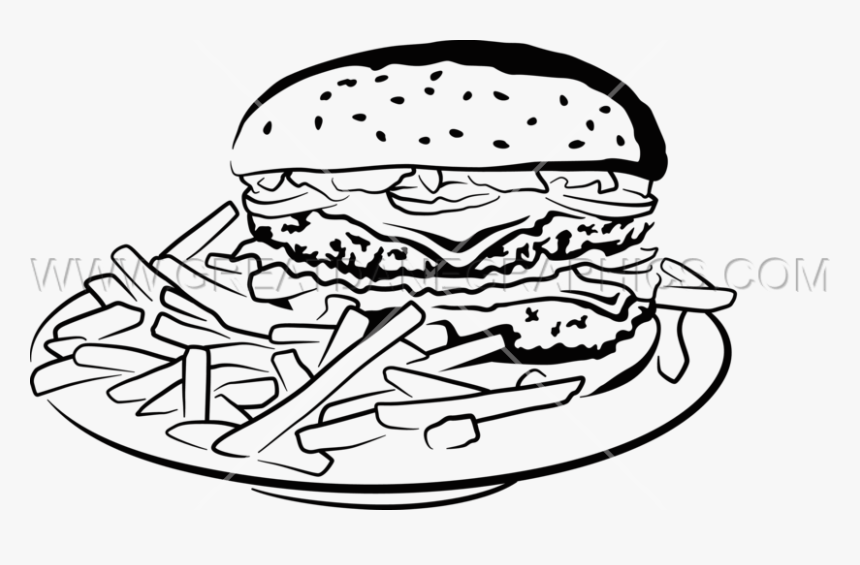 Detail Burger And Fries Clipart Black And White Nomer 8