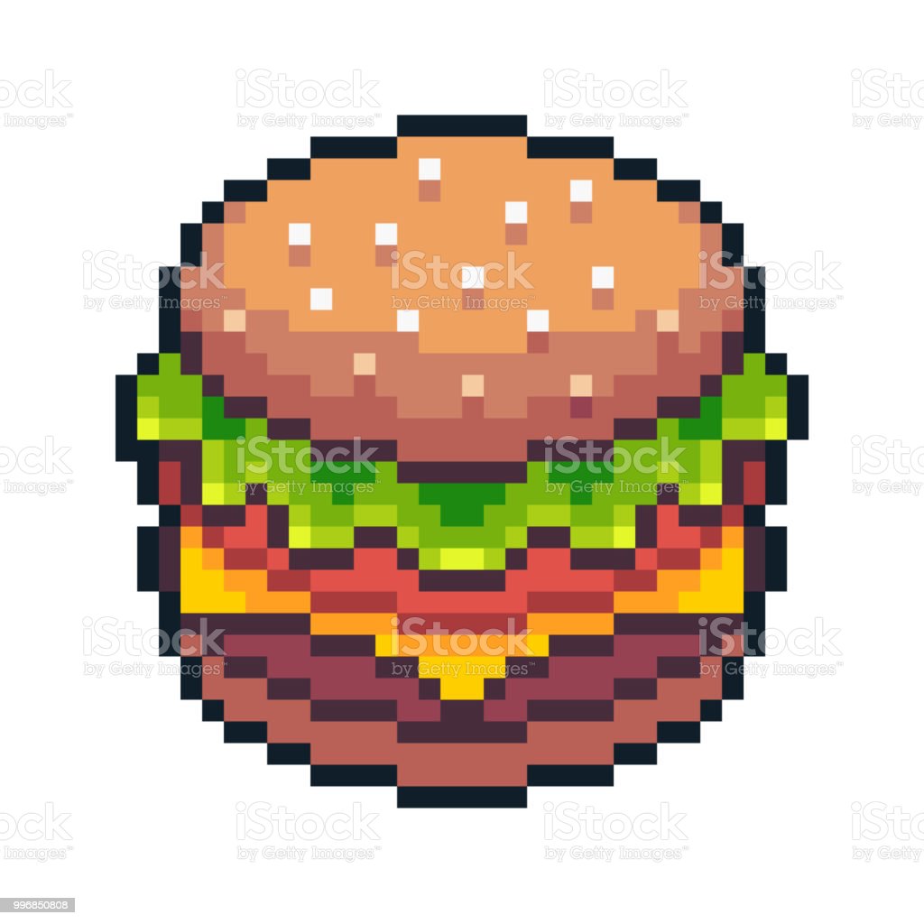 Detail Burger Pixel Art Nomer 2