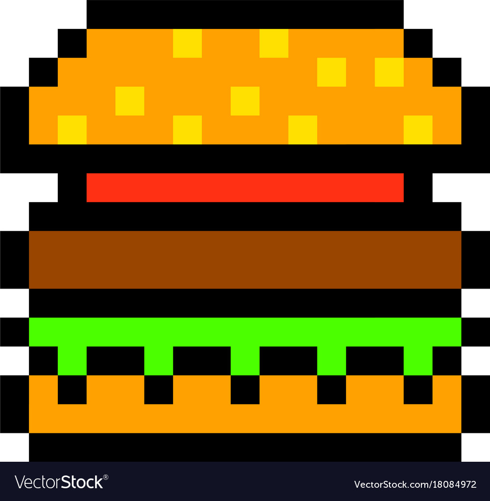 Detail Burger Pixel Art Nomer 12