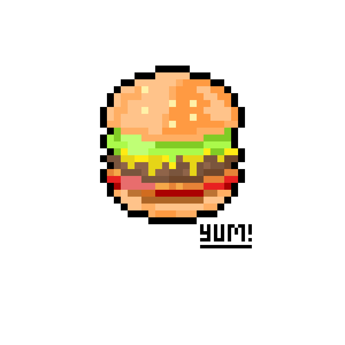 Detail Burger Pixel Art Nomer 17