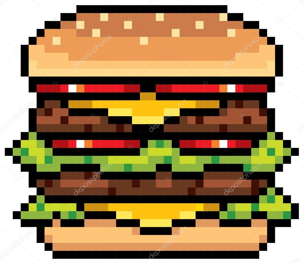 Detail Burger Pixel Art Nomer 3