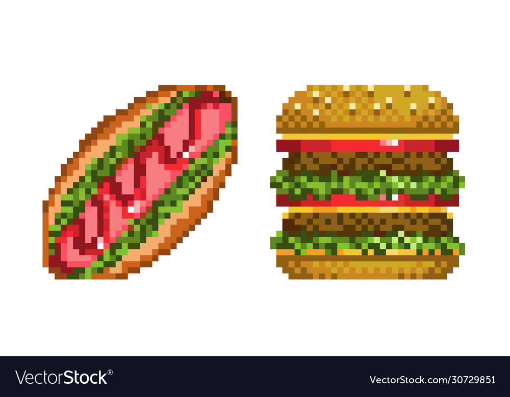 Detail Burger Pixel Art Nomer 27