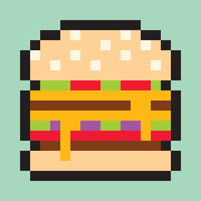 Detail Burger Pixel Art Nomer 4