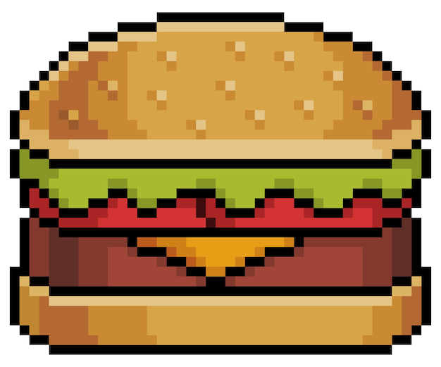 Detail Burger Pixel Art Nomer 37