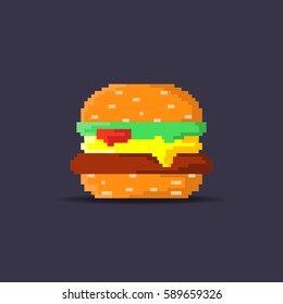 Detail Burger Pixel Art Nomer 46