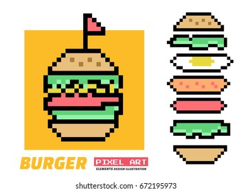 Detail Burger Pixel Art Nomer 53