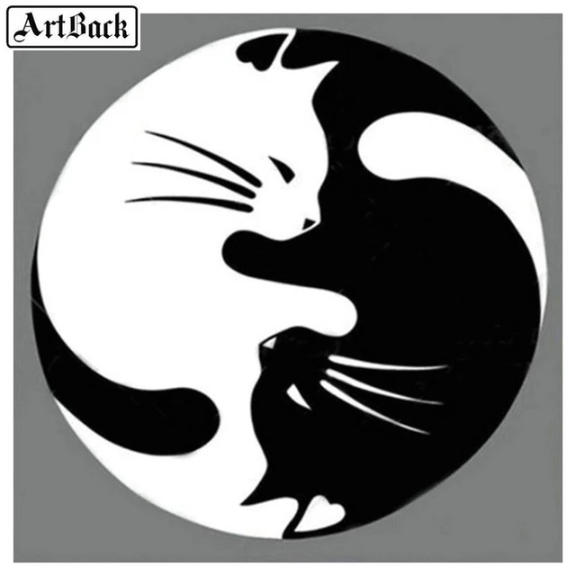 Detail Gambar Abstrak Kucing Hitam Putih Nomer 2