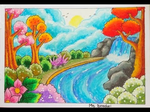 Detail Gambar Air Terjun Dengan Crayon Nomer 21