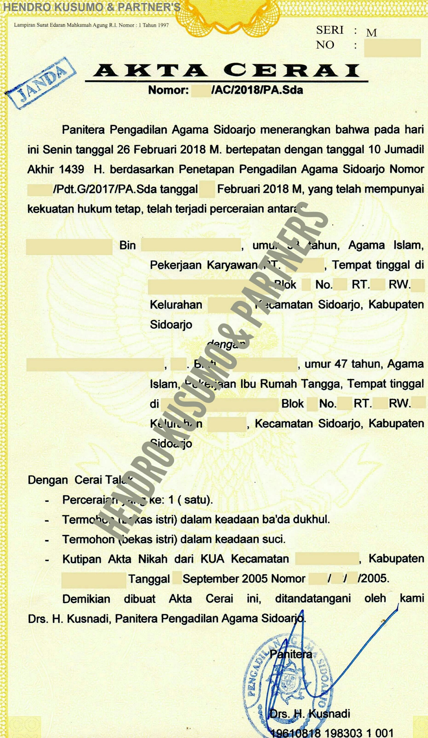 Detail Gambar Akta Cerai Nomer 39