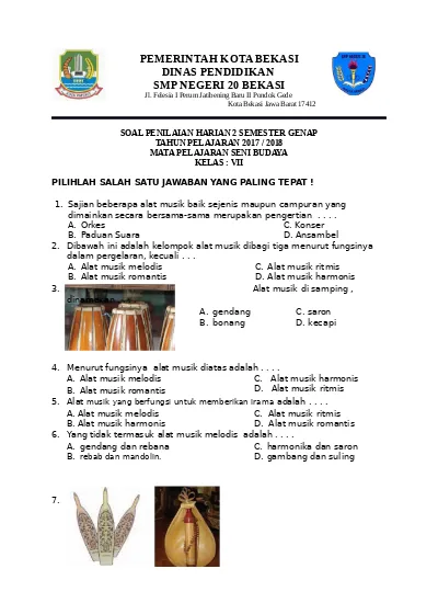 Detail Gambar Alat Musik Soal Sbdp Kelas Satu Nomer 11