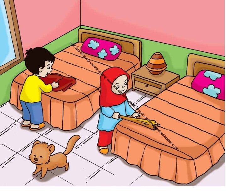 Gambar Anak Merapikan Tempat Tidur - KibrisPDR