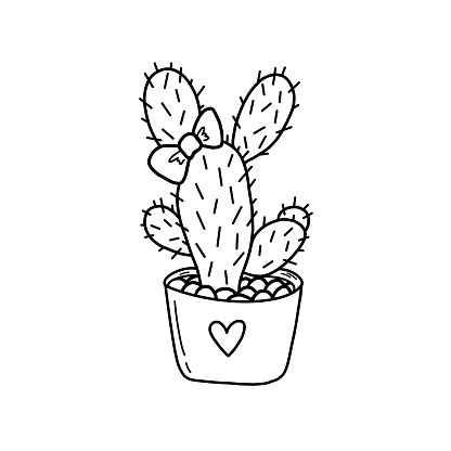 Detail Cactus Black And White Clipart Nomer 11